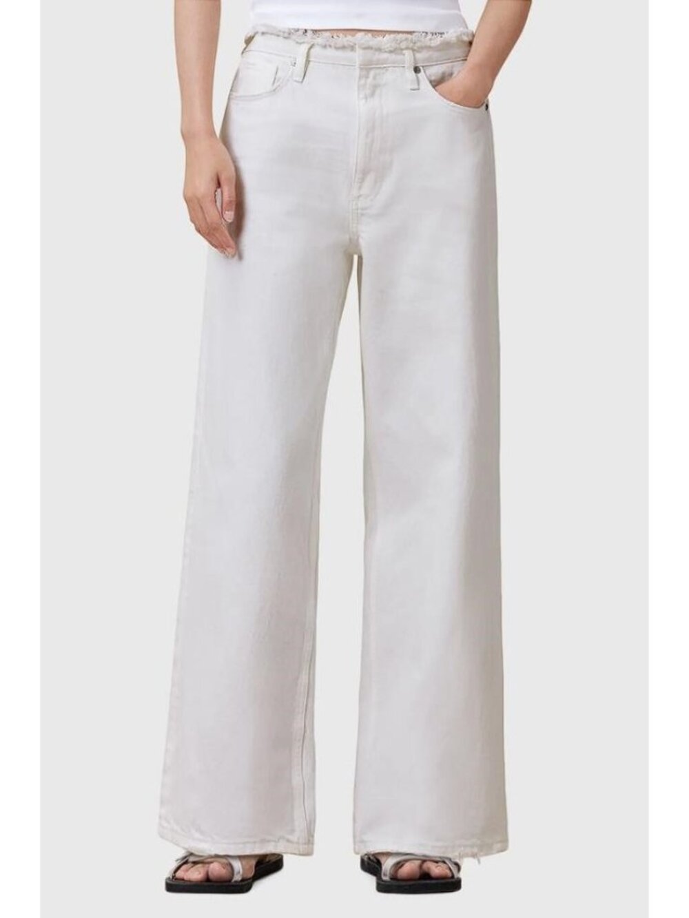 ALLSAINTS Women's Blake Fray Jean Size 25 In Chalk White